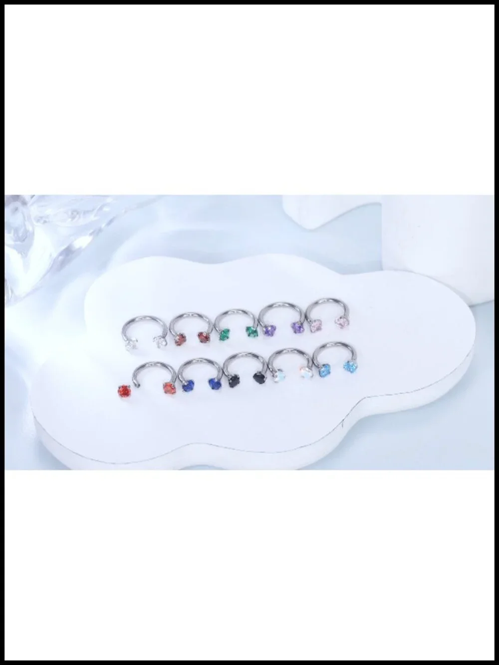 16G Titanium Horseshoe Nose Ring Septum Piercing Jewelry Internally Threaded CZ